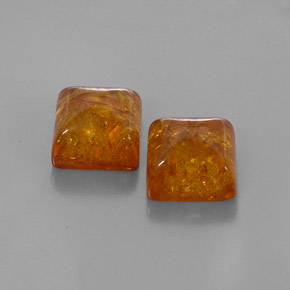 2.60 ct Orange Amber Stone, Natural Amber in Square Cabochon Shape for Sale