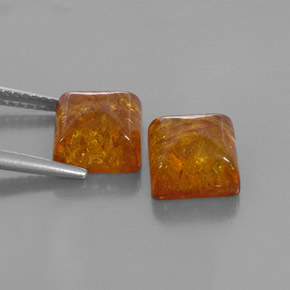 Amber Gemstone in 8 x 8 mm (calibrated) Size for Sale, Amber Stone in Yellow Orange Color