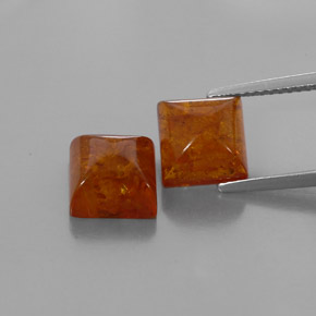 2.56 ct Orange Amber Gemstone, Amber Gem in Square Cabochon Shape for Sale.
