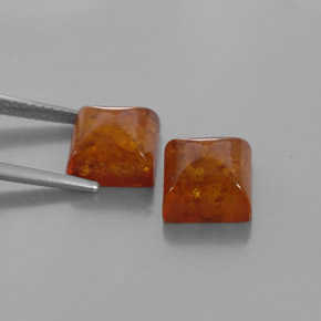 Amber Gemstone in 8 x 8 mm (calibrated) Size for Sale, Amber Stone in Yellow Orange Color