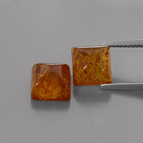 2.59 ct Orange Amber Gemstone, Amber Gem in Square Cabochon Shape for Sale.