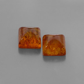 2.59 ct Orange Amber Stone, Natural Amber in Square Cabochon Shape for Sale