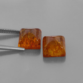 Amber Gemstone in 8 x 8 mm (calibrated) Size for Sale, Amber Stone in Yellow Orange Color
