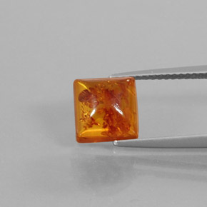 1.32 ct Orange Amber Gemstone, Amber Gem in Square Cabochon Shape for Sale.