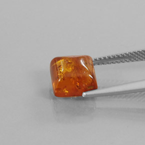 Amber Gemstone in 8 x 8 mm (calibrated) Size for Sale, Amber Stone in Yellow Orange Color