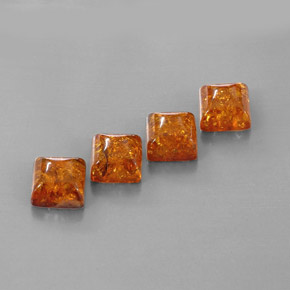 5.29 ct Orange Amber Gemstone, Amber Gem in Square Cabochon Shape for Sale.