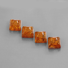 5.29 ct Orange Amber Stone, Natural Amber in Square Cabochon Shape for Sale