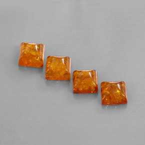 4.74 ct Orange Amber Gemstone, Amber Gem in Square Cabochon Shape for Sale.