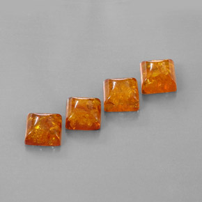 4.74 ct Orange Amber Stone, Natural Amber in Square Cabochon Shape for Sale