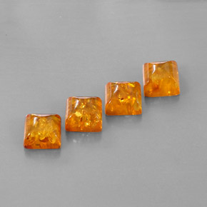 5.13 ct Orange Amber Gemstone, Amber Gem in Square Cabochon Shape for Sale.