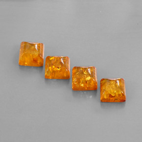 5.13 ct Orange Amber Stone, Natural Amber in Square Cabochon Shape for Sale