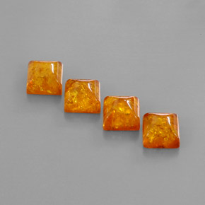 5.13 ct Orange Amber Stone, Natural Amber in Square Cabochon Shape for Sale