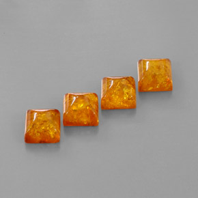 Amber Gemstone in 8 x 8 mm (calibrated) Size for Sale, Amber Stone in Yellow Orange Color