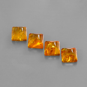 5.02 ct Orange Amber Gemstone, Amber Gem in Square Cabochon Shape for Sale.