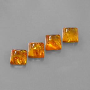 5.02 ct Orange Amber Stone, Natural Amber in Square Cabochon Shape for Sale