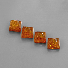 5.15 ct Orange Amber Gemstone, Amber Gem in Square Cabochon Shape for Sale.