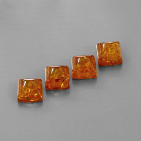 5.15 ct Orange Amber Stone, Natural Amber in Square Cabochon Shape for Sale