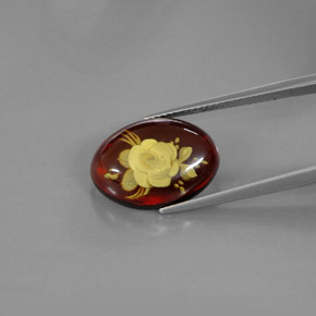 Amber Gemstone in 18 x 13.2 mm Size for Sale, Amber Stone in Yellow Orange Color
