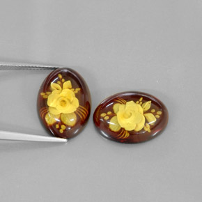 8.00 ct Orange Amber Gemstone, Amber Gem in Carved Flower Shape for Sale.