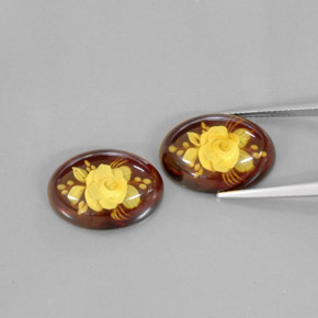 Amber Gemstone in 17.8 x 12.9 mm Size for Sale, Amber Stone in Yellow Orange Color