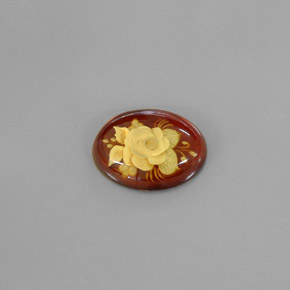 4.09 ct Orange Amber Stone, Natural Amber in Carved Flower Shape for Sale