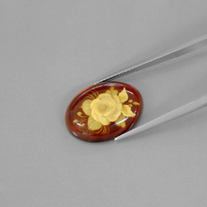 Amber Gemstone in 19.2 x 14.5 mm Size for Sale, Amber Stone in Yellow Orange Color