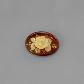 5.43 ct Orange Amber Stone, Natural Amber in Carved Flower Shape for Sale