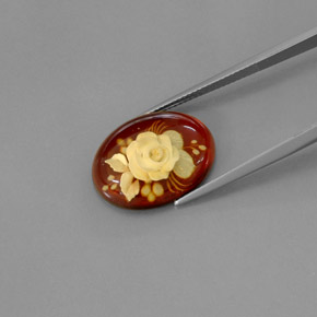 Amber Gemstone in 19.8 x 14.8 mm Size for Sale, Amber Stone in Yellow Orange Color