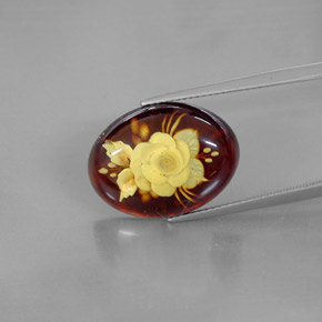 5.44 ct Orange Amber Stone, Natural Amber in Carved Flower Shape for Sale