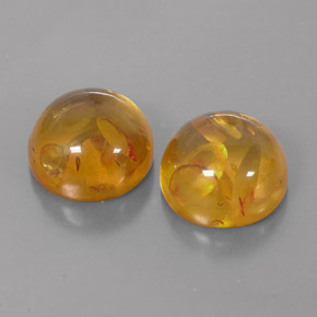 3.65 ct Orange Amber Gemstone, Amber Gem in Round Cabochon Shape for Sale.