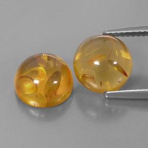 3.65 ct Orange Amber Stone, Natural Amber in Round Cabochon Shape for Sale
