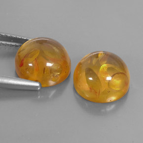 Amber Gemstone in 10 mm (calibrated) Size for Sale, Amber Stone in Yellow Orange Color