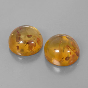 3.46 ct Orange Amber Gemstone, Amber Gem in Round Cabochon Shape for Sale.