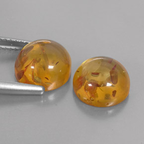 Amber Gemstone in 10 mm (calibrated) Size for Sale, Amber Stone in Yellow Orange Color