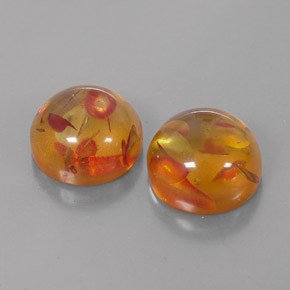 3.48 ct Orange Amber Gemstone, Amber Gem in Round Cabochon Shape for Sale.