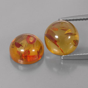 3.48 ct Orange Amber Stone, Natural Amber in Round Cabochon Shape for Sale