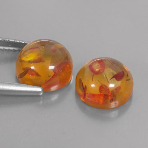 Amber Gemstone in 9.4 mm Size for Sale, Amber Stone in Yellow Orange Color