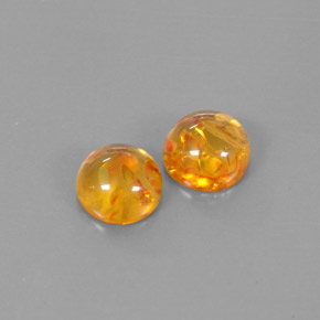 3.48 ct Orange Amber Gemstone, Amber Gem in Round Cabochon Shape for Sale.