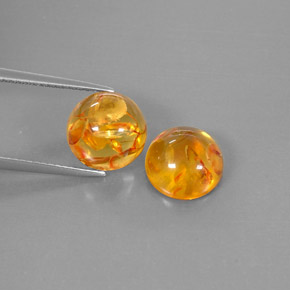 3.48 ct Orange Amber Stone, Natural Amber in Round Cabochon Shape for Sale