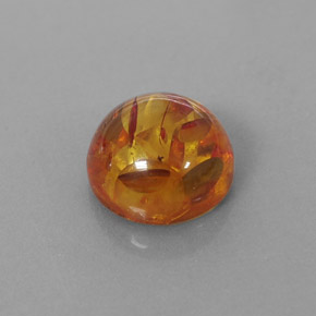 1.79 ct Orange Amber Gemstone, Amber Gem in Round Cabochon Shape for Sale.