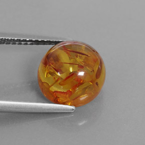 1.79 ct Orange Amber Stone, Natural Amber in Round Cabochon Shape for Sale