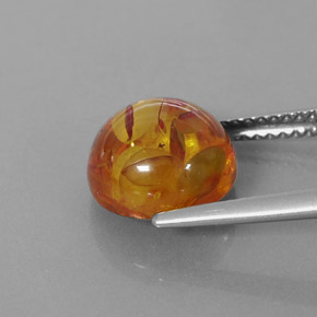 Amber Gemstone in 9.6 mm Size for Sale, Amber Stone in Yellow Orange Color
