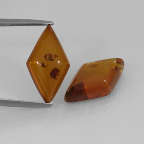 4.86 ct Orange Amber Stone, Natural Amber in Rhomb Cabochon Shape for Sale