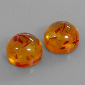 3.99 ct Orange Amber Stone, Natural Amber in Round Cabochon Shape for Sale