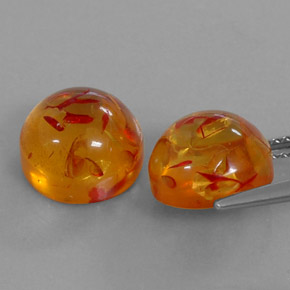 Amber Gemstone in 9.5 mm Size for Sale, Amber Stone in Yellow Orange Color