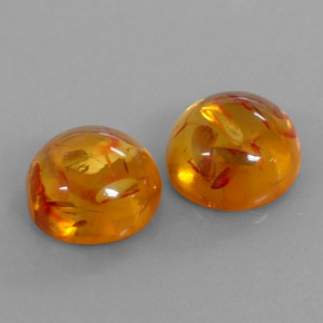 3.27 ct Orange Amber Stone, Natural Amber in Round Cabochon Shape for Sale