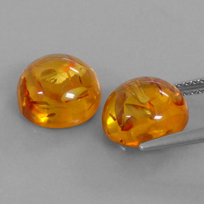 Amber Gemstone in 9.6 mm Size for Sale, Amber Stone in Yellow Orange Color