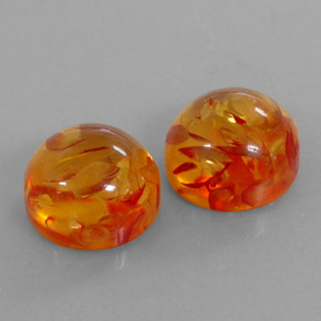3.78 ct Orange Amber Stone, Natural Amber in Round Cabochon Shape for Sale