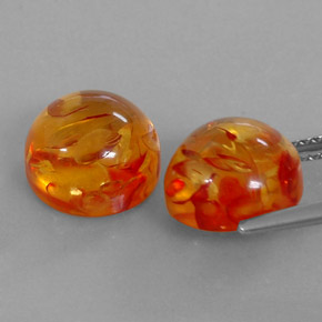Amber Gemstone in 9.5 mm Size for Sale, Amber Stone in Yellow Orange Color