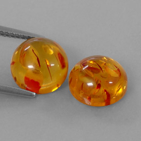 3.18 ct Orange Amber Gemstone, Amber Gem in Round Cabochon Shape for Sale.